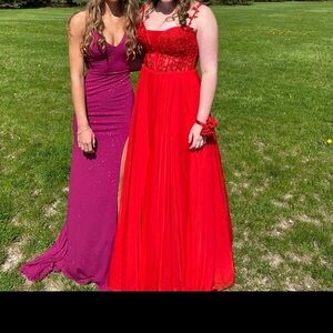 Elegant Red and Purple Evening Gowns